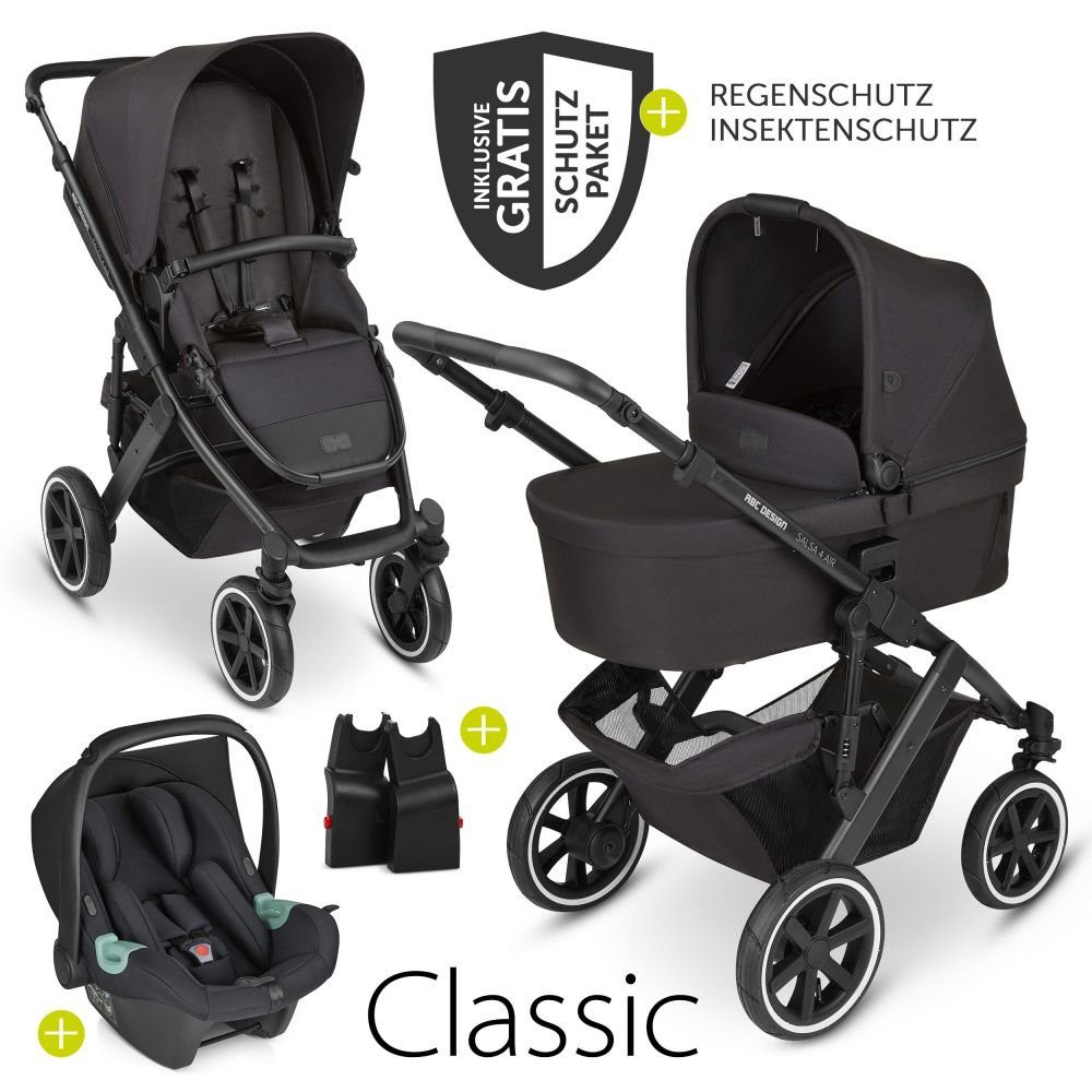 ABC Design Kombi-Kinderwagen Salsa 4 Air - Classic Edition - Ink, (9-tlg),  Kinderwagen Buggy mit Babywanne, Babyschale, Sportsitz & Regenschutz