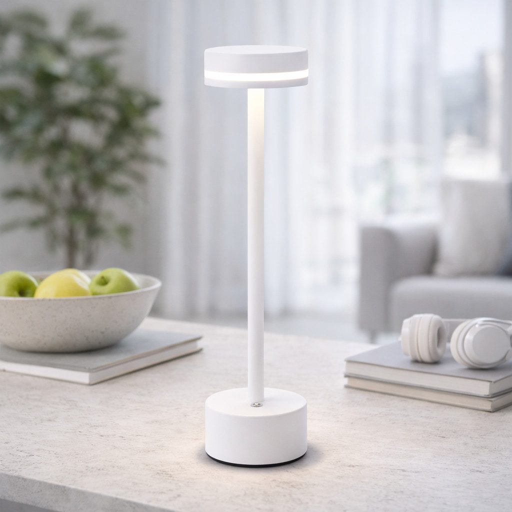 ZMH Tischleuchte Kabellos LED Nachttischlampe Akku Dimmbar, Touch-Steuerung, LED fest integriert, 3000K-6500K, mehrere Helligkeitsstufen, Touchdimmer, USB, Akkuleuchte