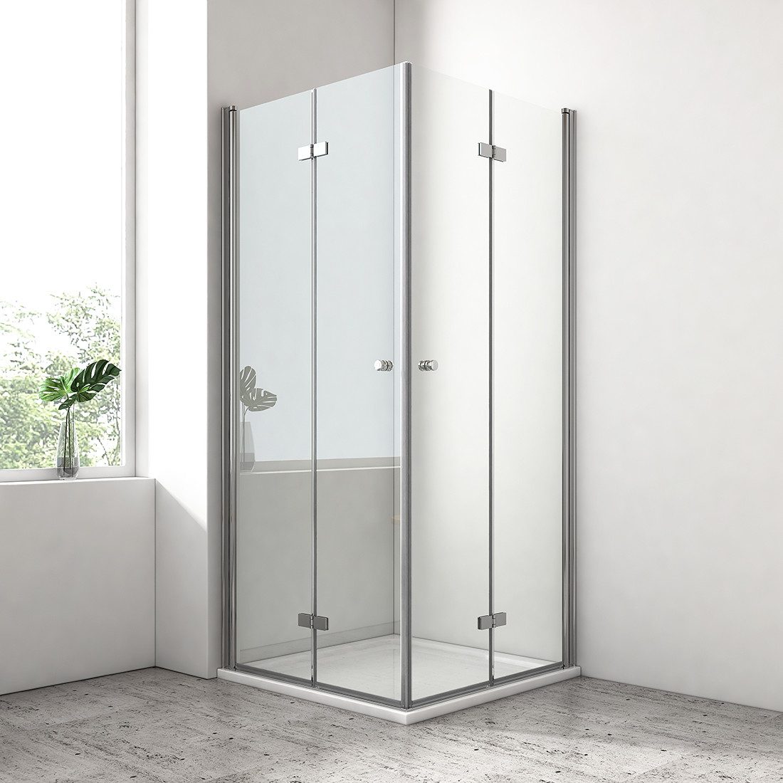 EMKE Eckdusche Faltbare Duschkabine mit Falttür und Eckeinstieg, Duschwand günstig online kaufen