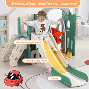 XDeer Indoor-Rutsche 5 in 1 Rutsche & Kletterspielzeug für Kinder,Kinderrutsche, Rutsche, Klettern, Stauraum, Schaukel, Basketballrahmen Aus HDPE