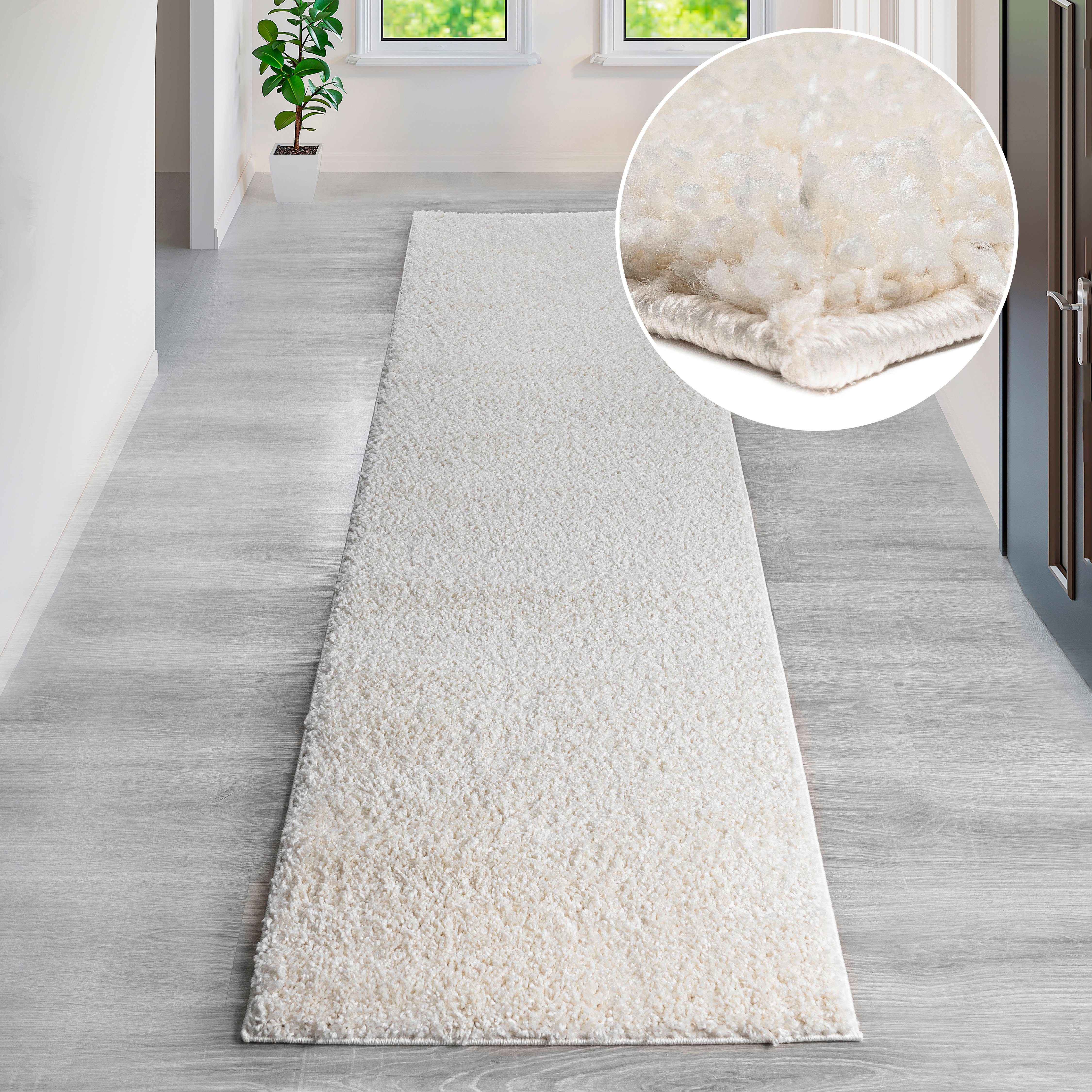 Home affaire Läufer Shaggy 30, rechteckig, Höhe: 30 mm, Teppich-Läufer, Brücke, Uni-Farben, besonders weich und kuschelig
