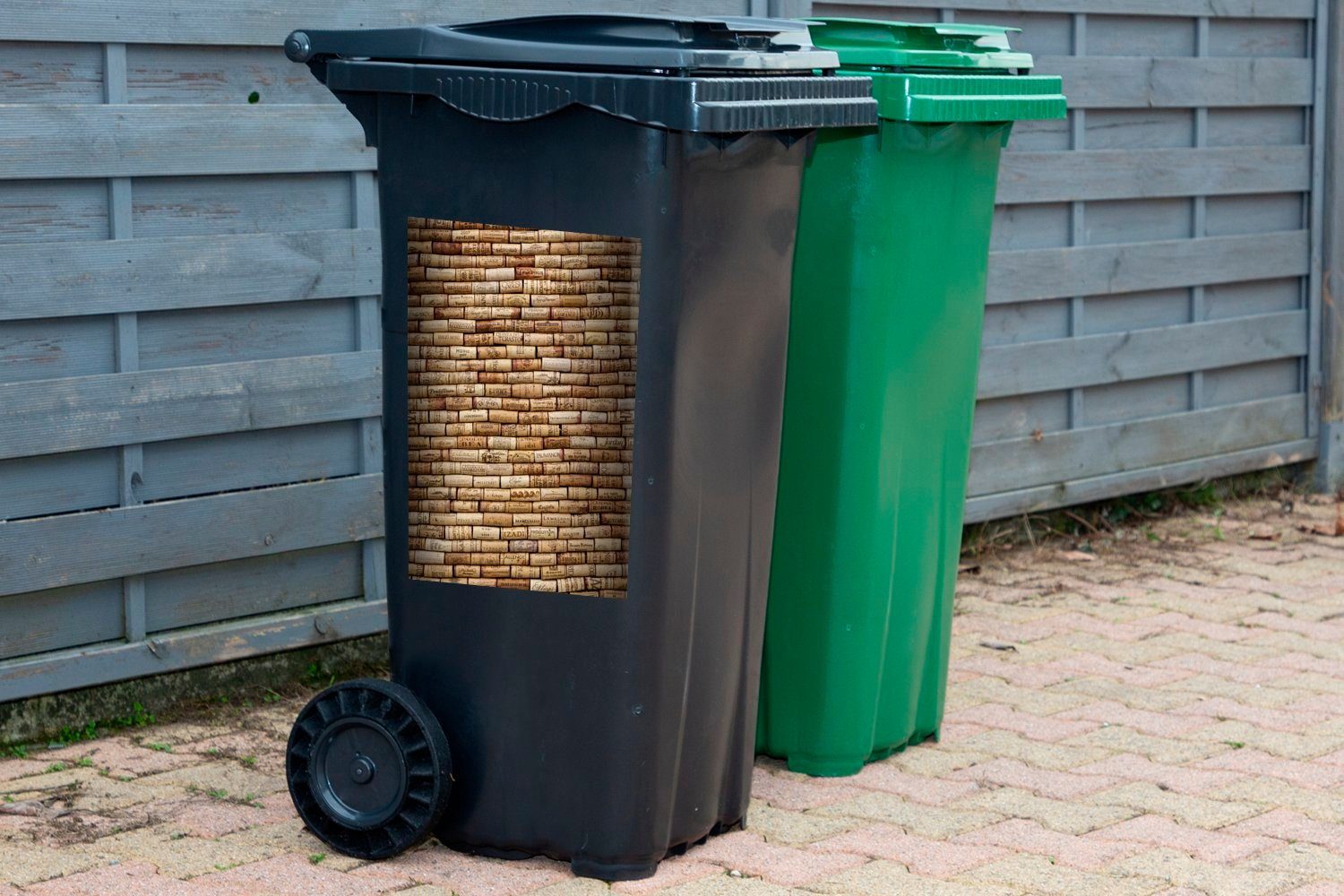MuchoWow Wandsticker Korken in einer Reihe Container, Sticker, St), Abfalbehälter Mülleimer-aufkleber, Mülltonne, (1