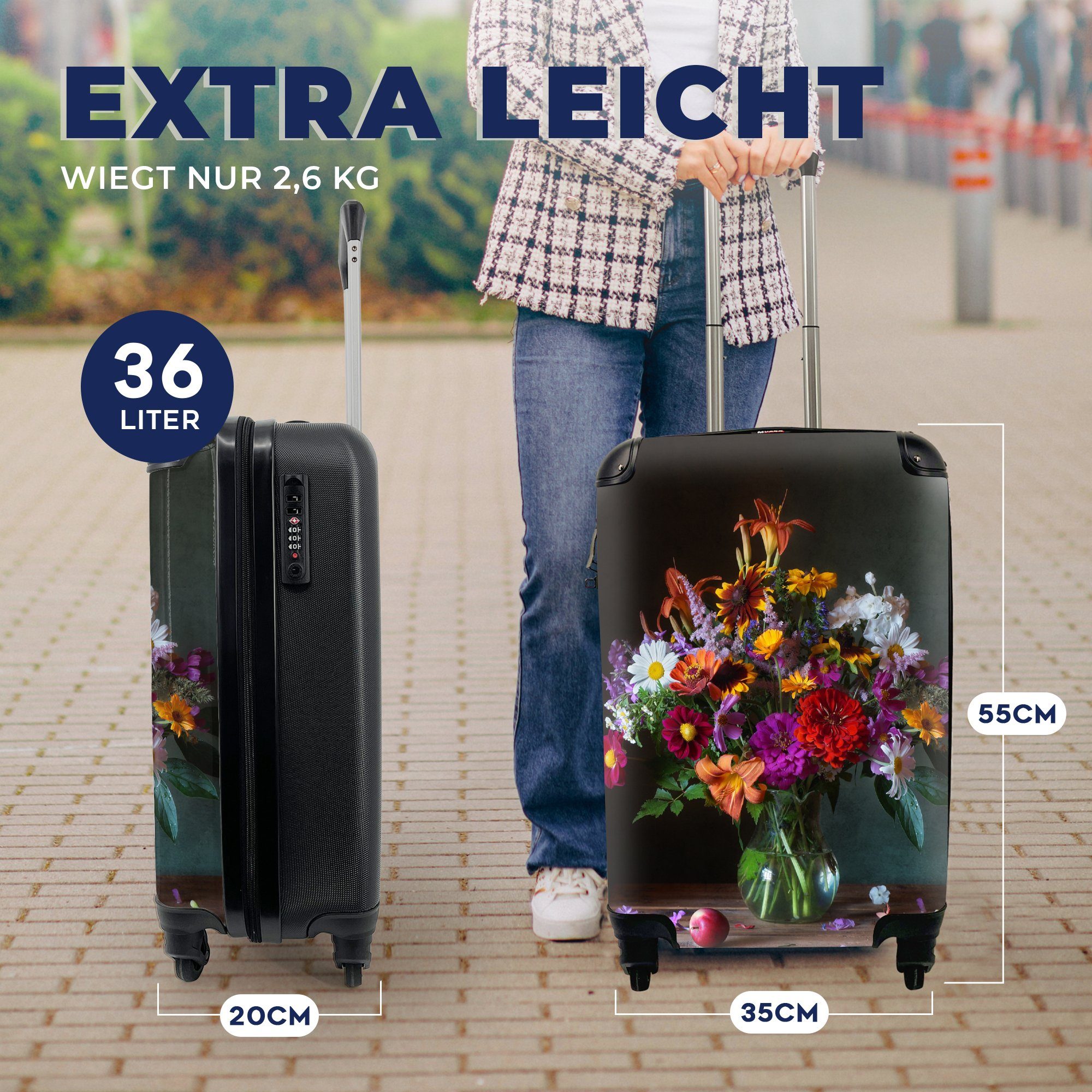 Reisekoffer 4 - - für Blumen Stilleben, Handgepäckkoffer Farben Reisetasche rollen, Handgepäck mit Ferien, Rollen, MuchoWow Trolley,
