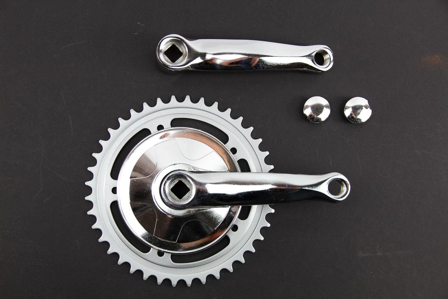 Fahrradkurbel Kurbel Garnitur 1 fach Single Speed 127mm Armlänge Jugend Fahrrad