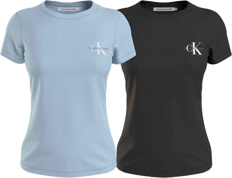 Calvin Klein Jeans Rundhalsshirt 2-PACK MONOLOGO SLIM TEE (Packung, 2-tlg., 2er-Pack) mit Calvin Klein Jeans Logoprint auf der Brust