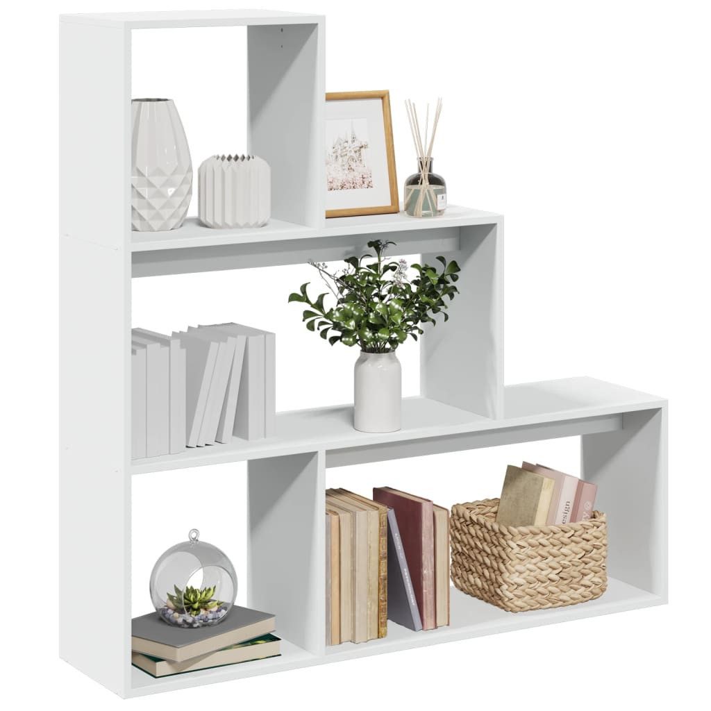 vidaXL Bücherregal Raumteiler-Bücherregal 3 Stufen Weiß 123x29x123cm Spanplatte