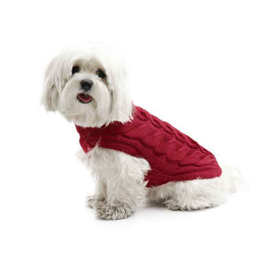 Fashion Dog Hundepullover Hunde-Strickpullover mit Zopfmuster - Bordeaux