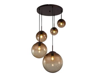 meineWunschleuchte LED Pendelleuchte, LED wechselbar, warmweiß, Designerlampe Galerie-leuchte Treppenhaus Glas-kugel mehrflammig Ø65cm