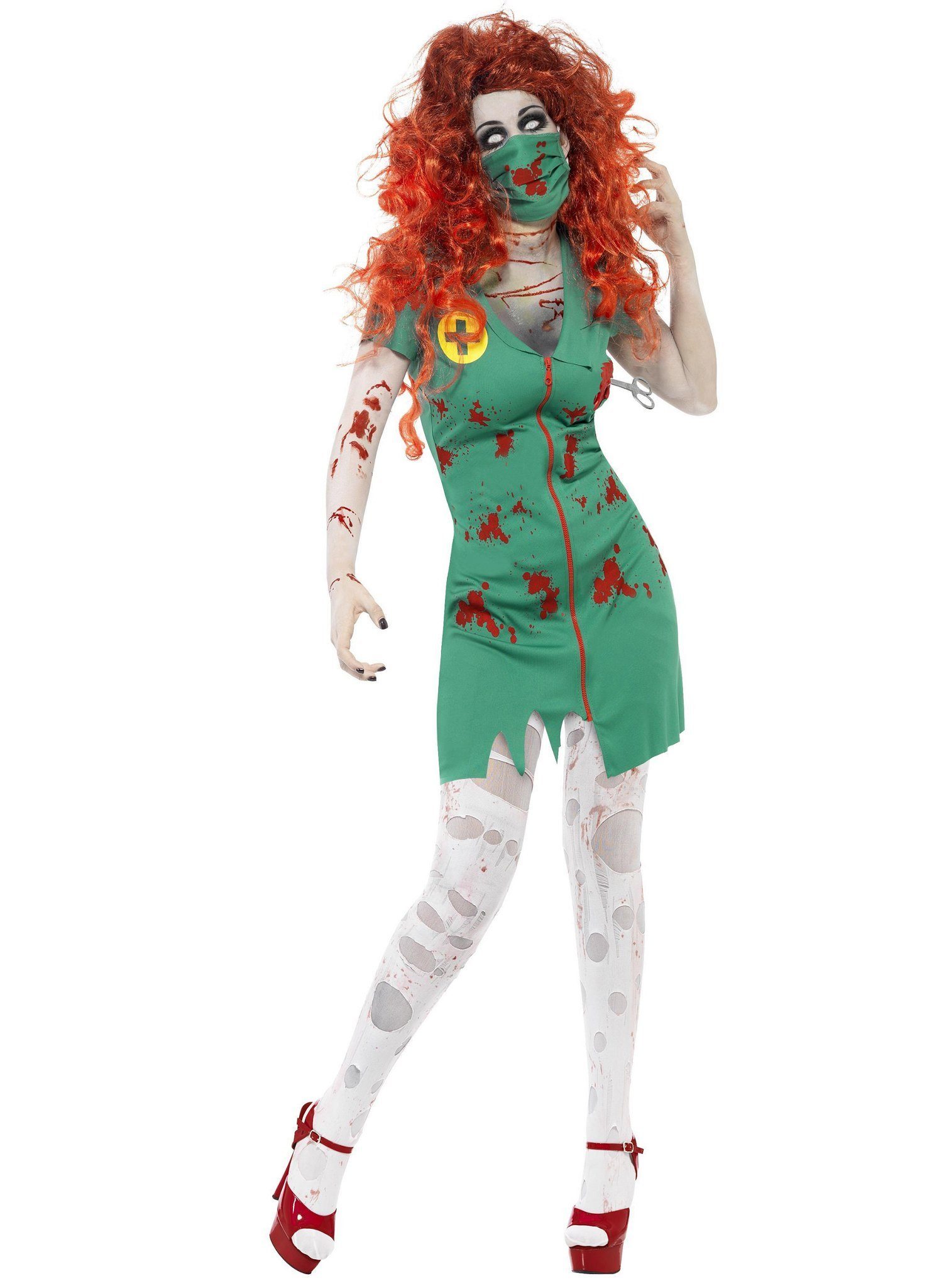 Smiffys Zombie-Kostüm Zombie OP-Schwester - Kostüm für Halloween Faschin