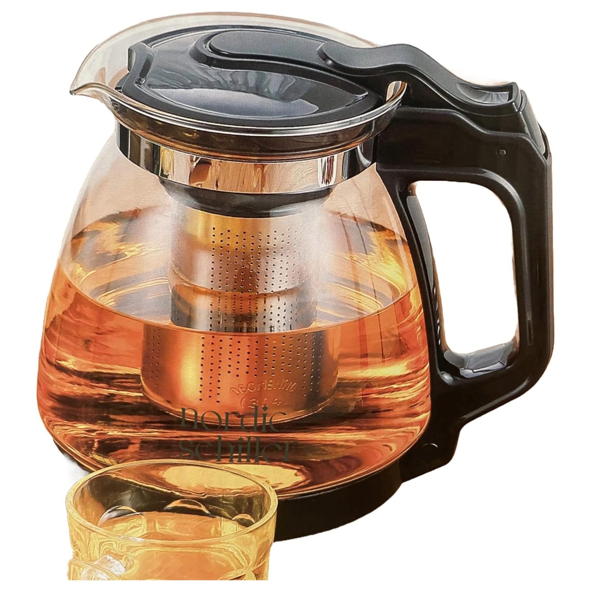 Nordic Schiller Teekanne NORDIC SCHILLER Teekanne Glas mit Deckel/Siebeinsatz Edelstahl 1700ml