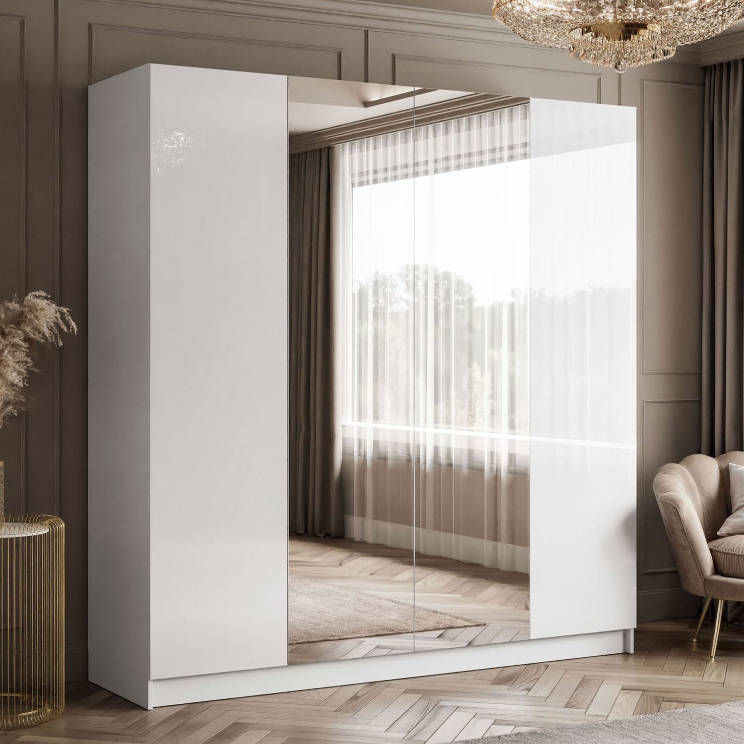 Lookway Kleiderschrank AUREL 4D in Weiß günstig online kaufen