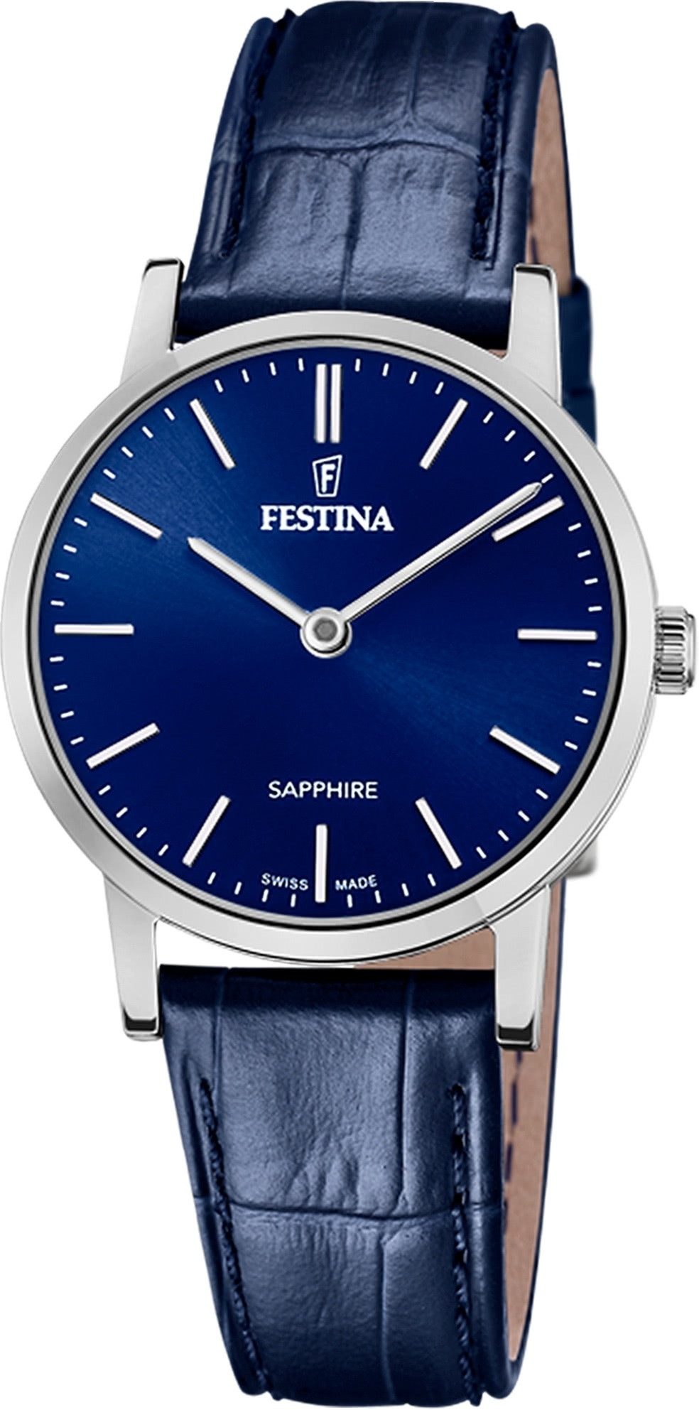 Quarzuhr Festina Damenuhr Leder blau Festina