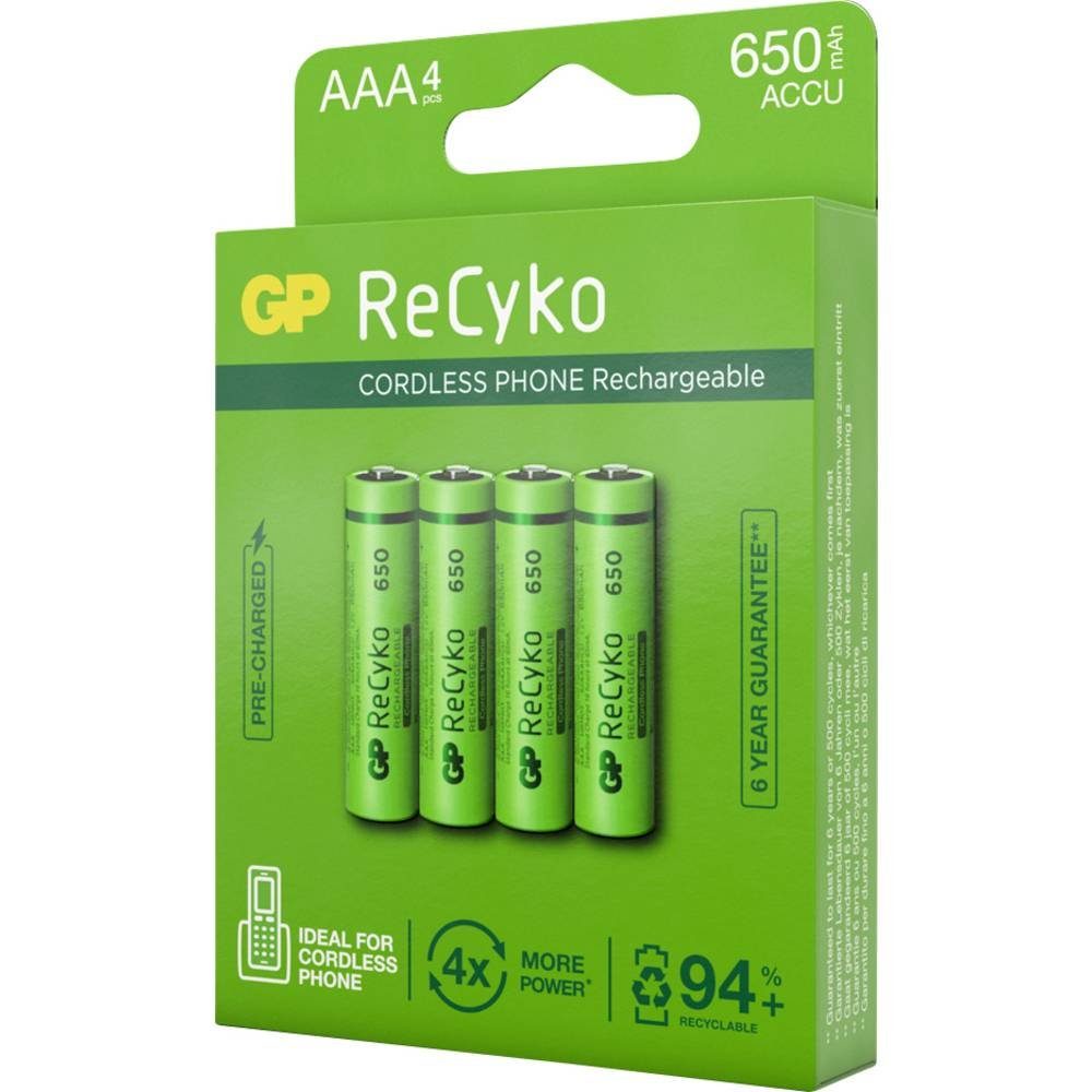 Akku mAh, 650 Batteries GP ReCyko+ Micro-Akku Schnurlostelefon 4er