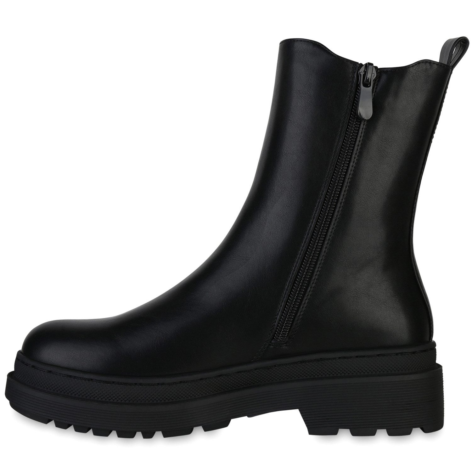 VAN HILL 839380 Plateaustiefelette Damen Leicht Gefütterte Plateau Boots Profil-Sohle