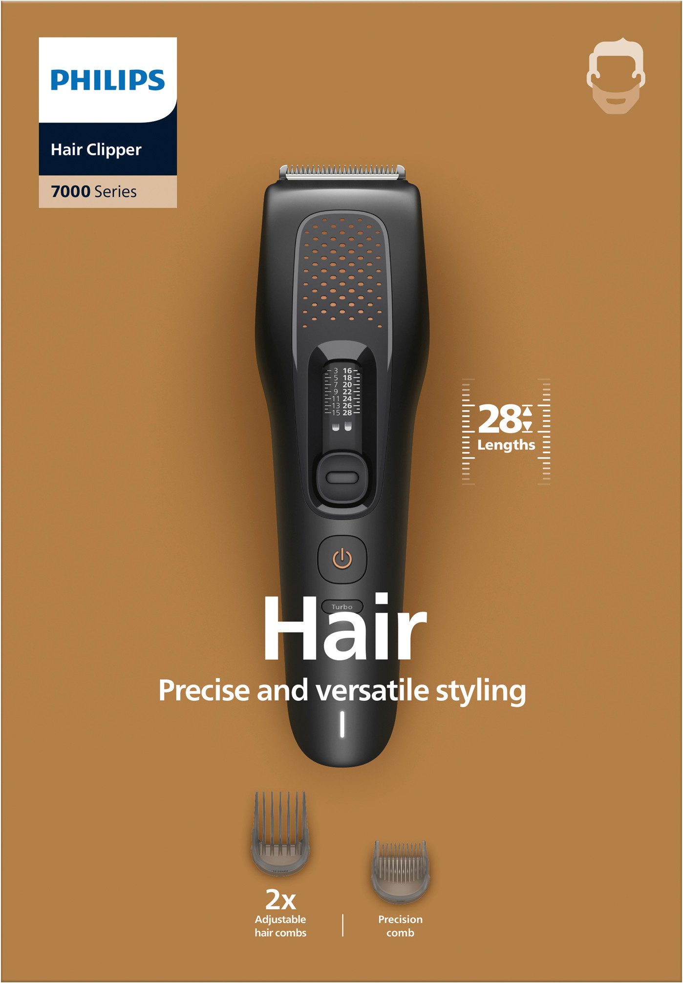 Philips Haarschneider Serie 7000 HC7722/15, 28 Längeneinstellungen, Turbo Modus und PowerAdapt Sensor