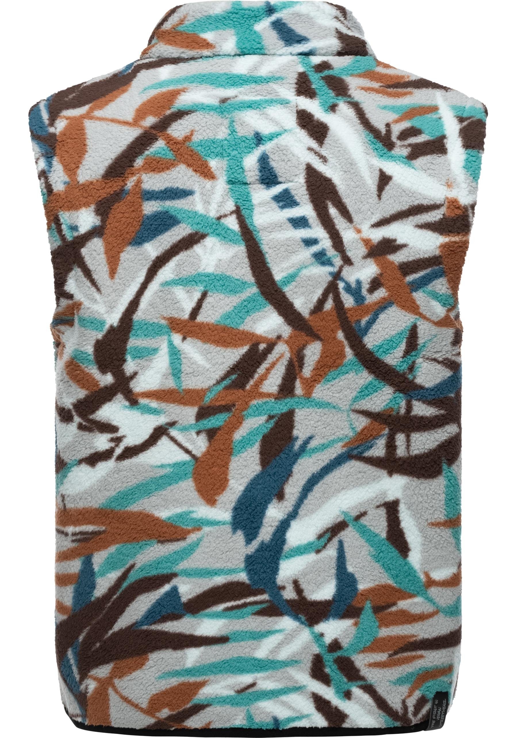 Ragwear Fleeceweste Collsy Vest Gemusterte Herren Fleecejacke mit hohem Kragen