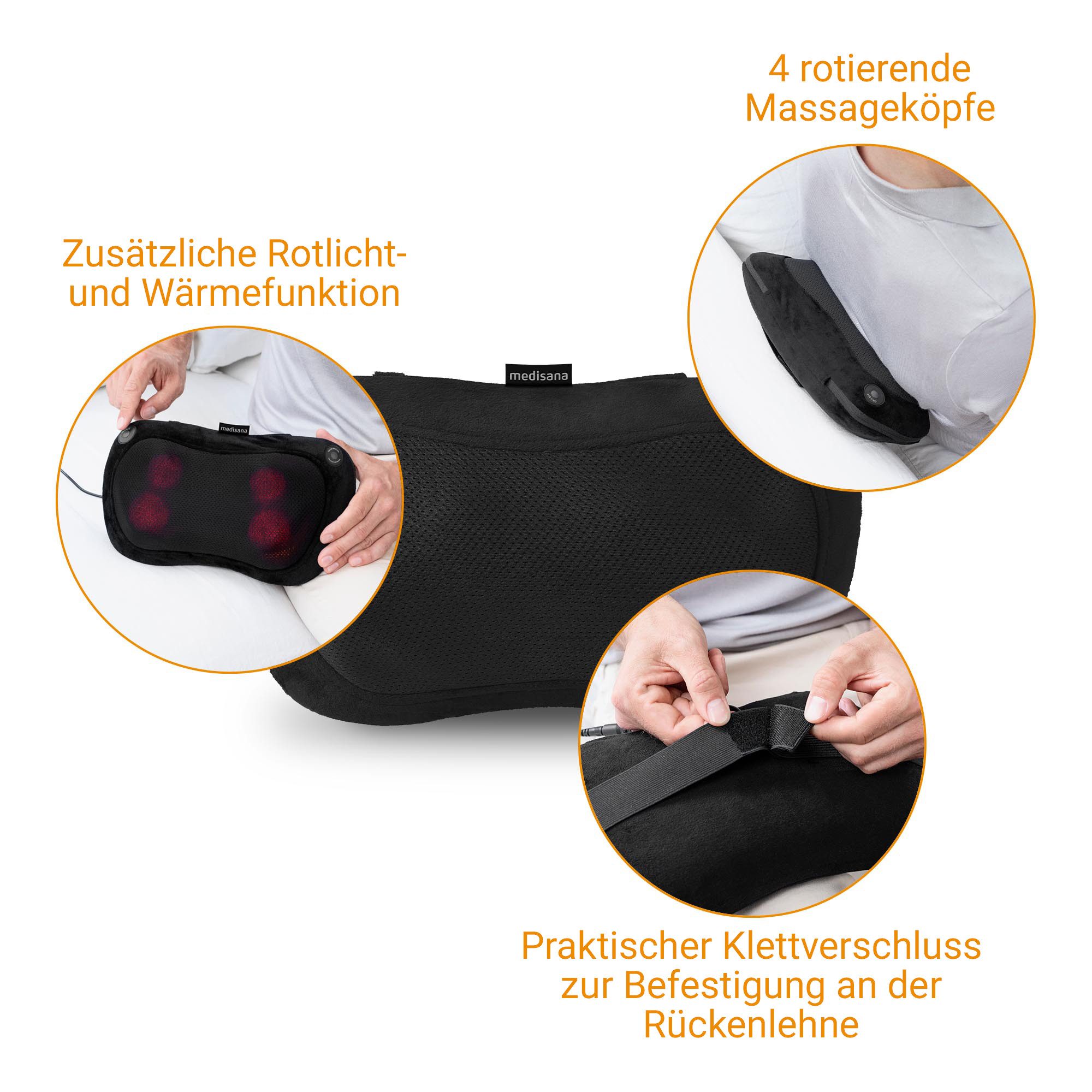medisana Massagekissen MC 200, Shiatsu-Massage für Schulter, Rücken, Beine und Nacken, Wärmefunktion
