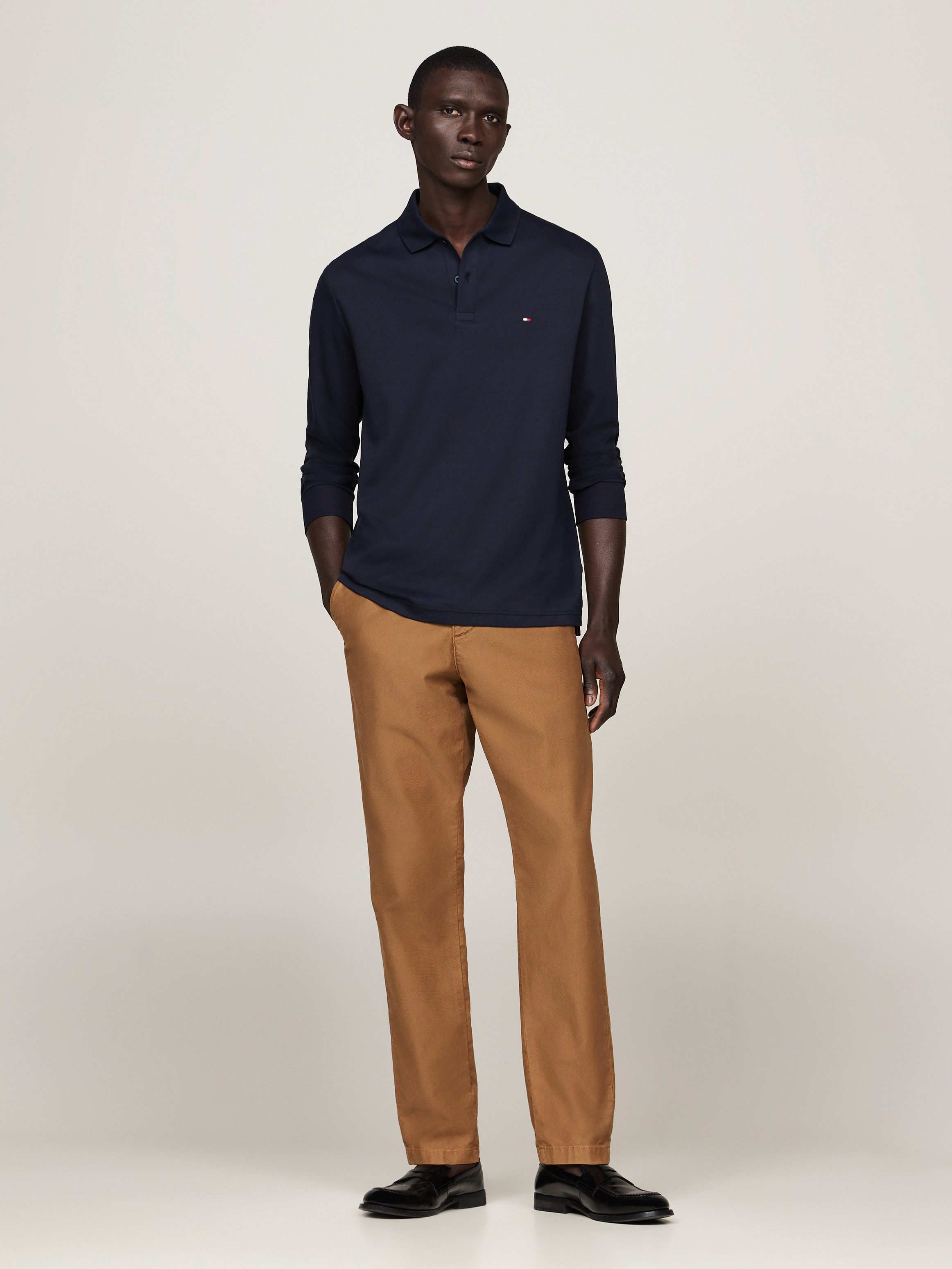 Tommy Hilfiger Langarm-Poloshirt L/S LIQUID COTTON REG POLO mit Jersey und Markenlabel unifarben, casual, regular fit, Baumwolle, Polokragen