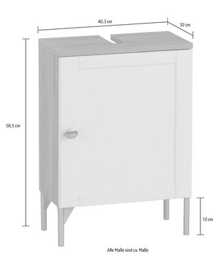 Schildmeyer Waschbeckenunterschrank Jesper Breite 40,3 cm Tür in Landhausoptik, Griff und Beschläge aus Metall