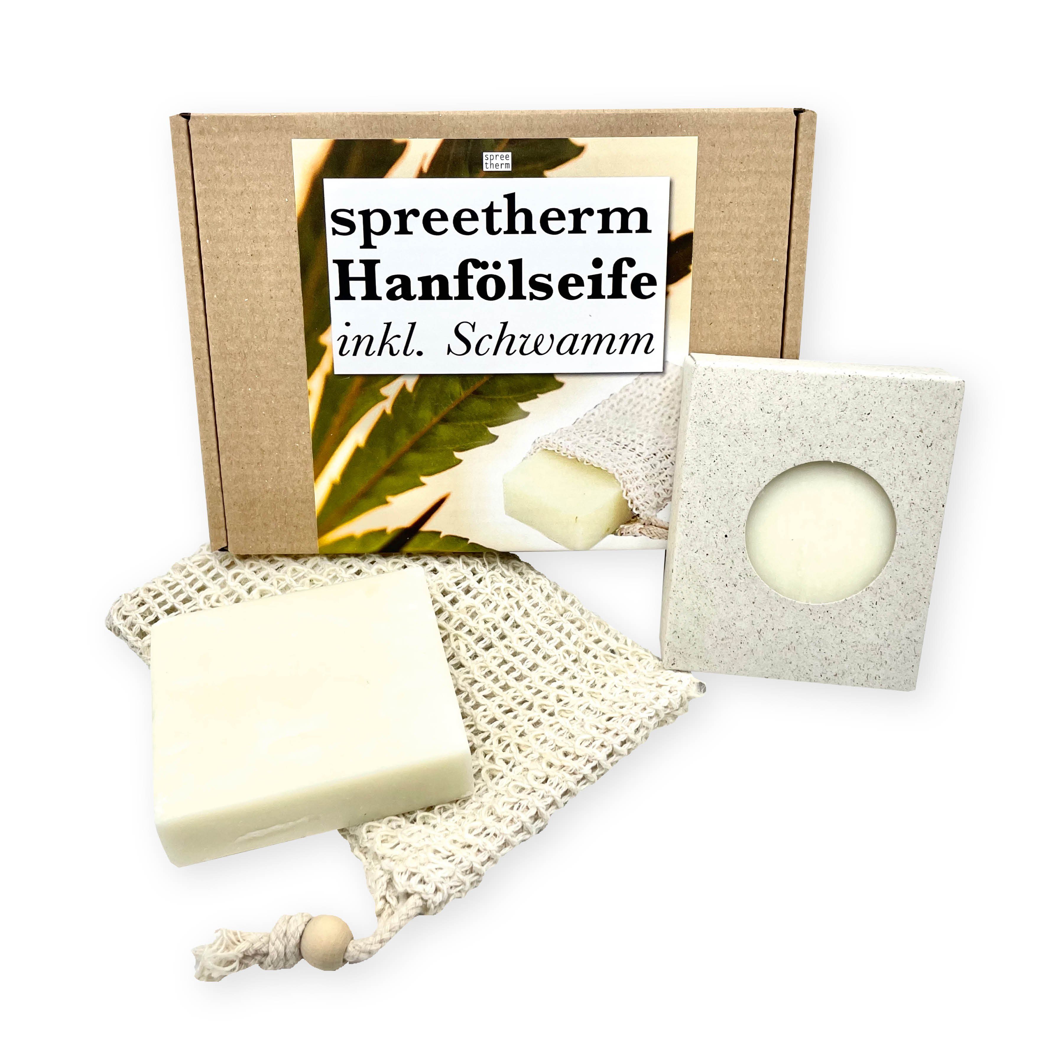 spreetherm Pflege-Geschenkset Hanföl Seife inkl. Schwamm als Geschenkset ohne künstliche Zusätze, 1-tlg., - Bekannt aus Social Media