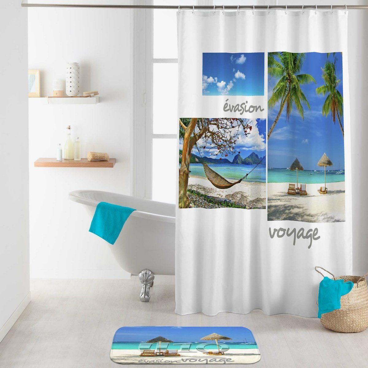 dynamic24 Duschvorhang Breite 180 cm, Duschvorhang 180x200 Strand Karibik  inkl. Ringe Badewannenvorhang Wannen Bad Dusche Vorhang online kaufen | OTTO