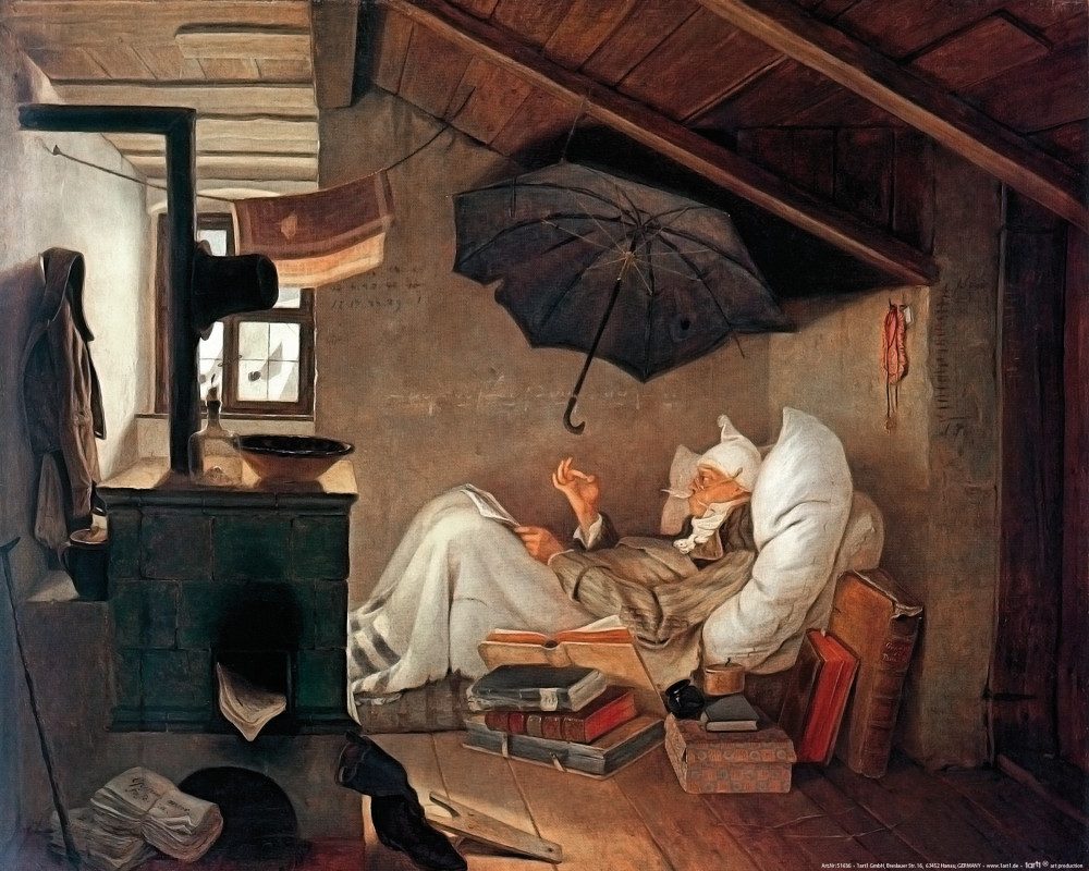1art1 Poster Carl Spitzweg Kunstdruck Bild - Der Arme Poet (40 x 50 cm) günstig online kaufen