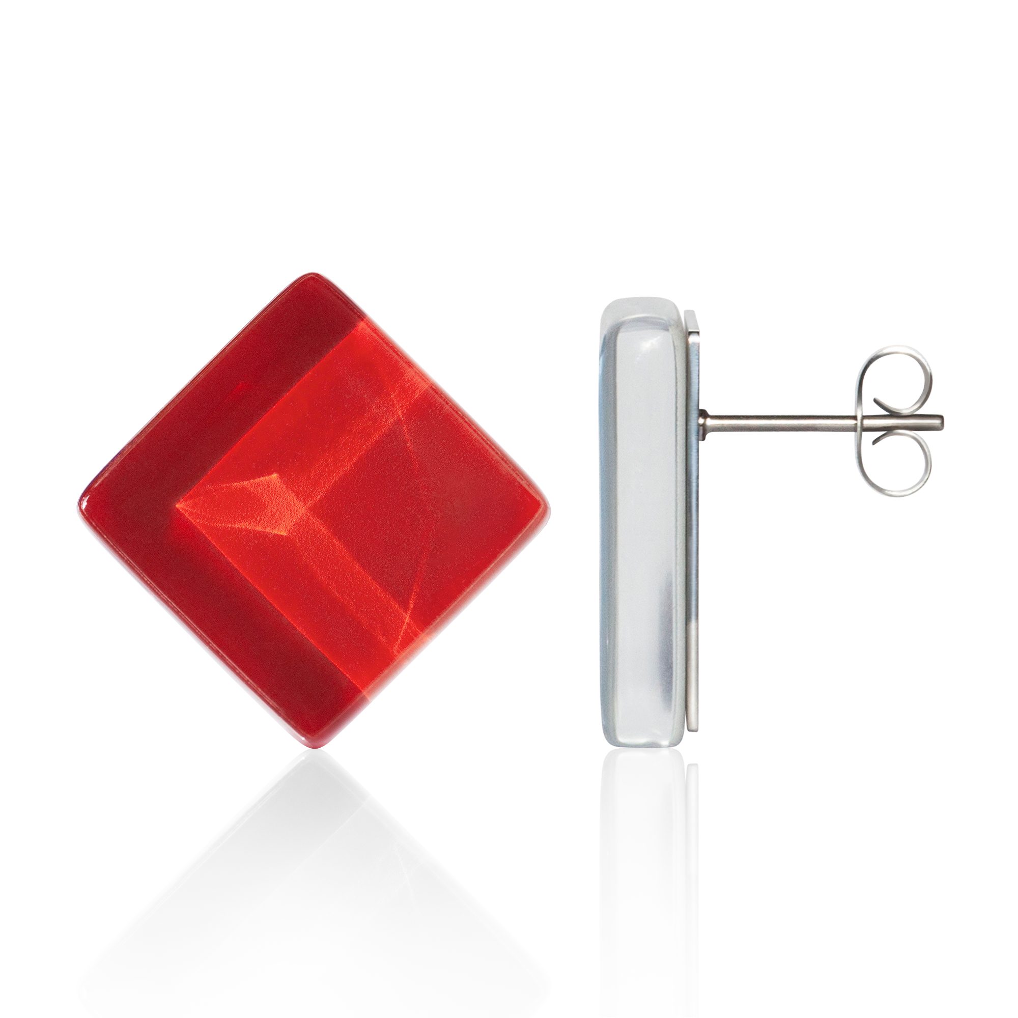 ALEXASCHA Paar Ohrstecker Quadratische Statement Ohrringe aus Glas • handgemacht