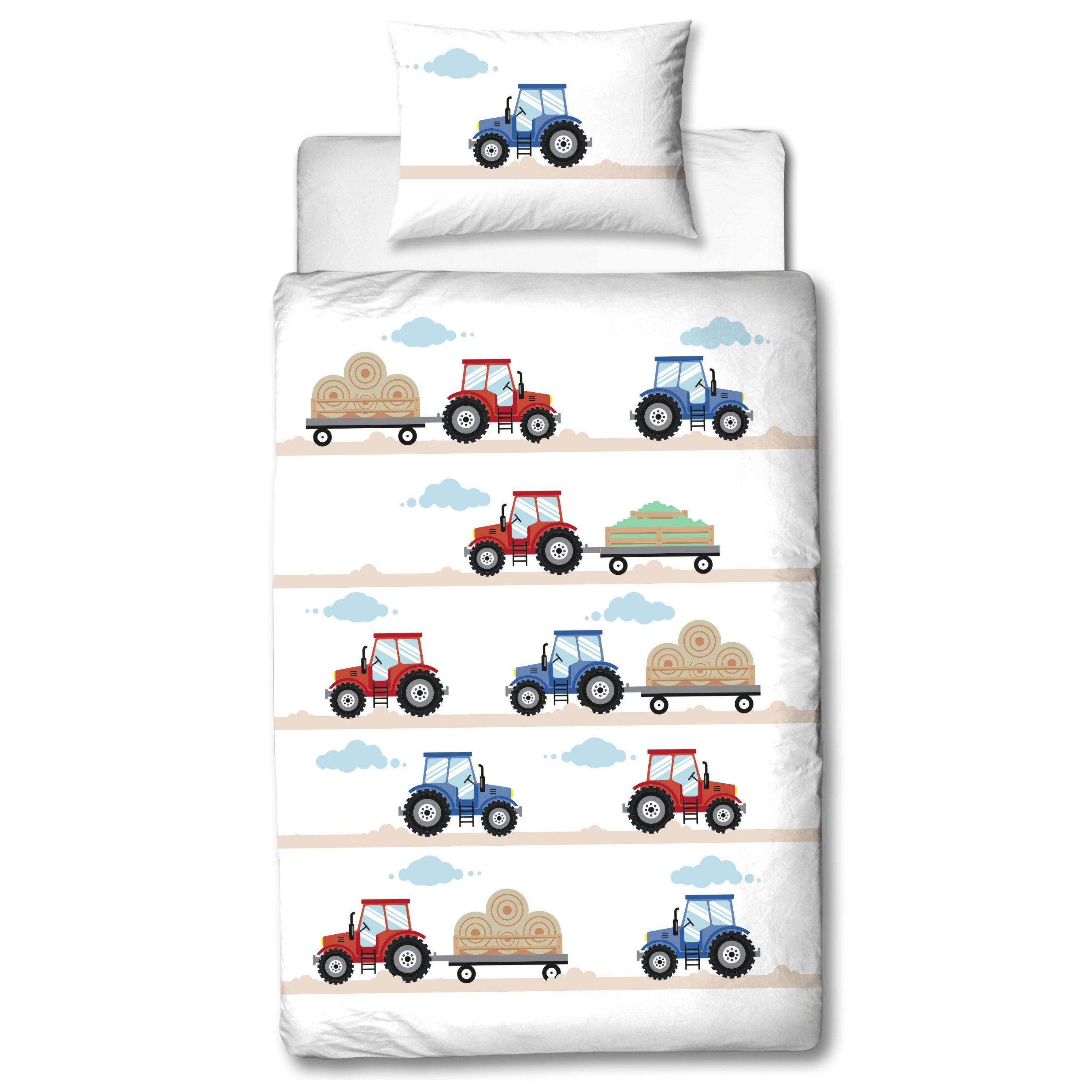 Babybettwäsche »Traktor Kinder-Bettwäsche 100x135 + 40x60 cm 2tlg., 100 %  Baumwolle in Biber, soft und kuschelweich für Jungen Babys und Kinder,  Traumhelden«, MTOnlinehandel online kaufen | OTTO