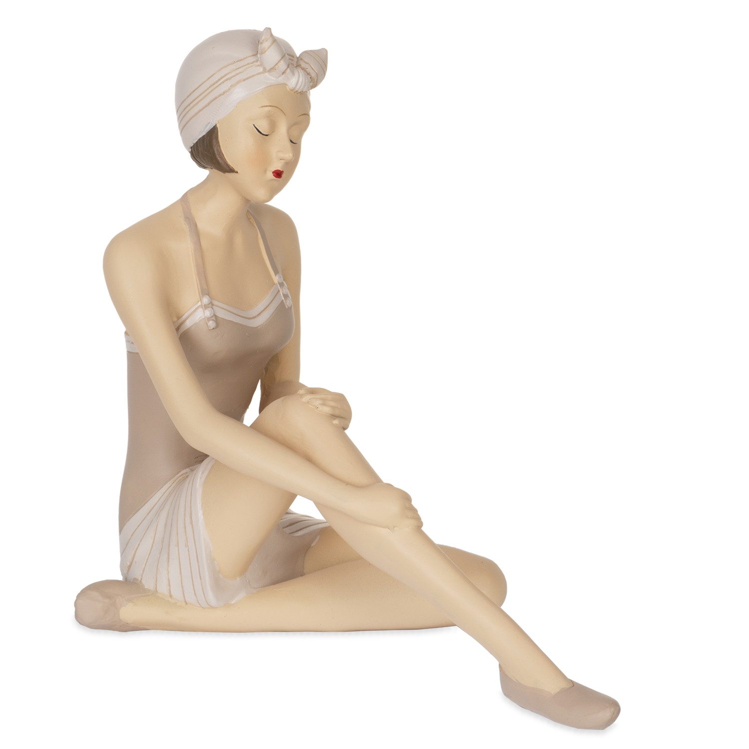 Moritz Dekofigur Retro-Dekofigur Dame Beige 17,5 x 8 x 17 cm Vintage-Stil, Polyresin Фигурки Deko Geschenk Geometrische TierFigur Modern Skulptur