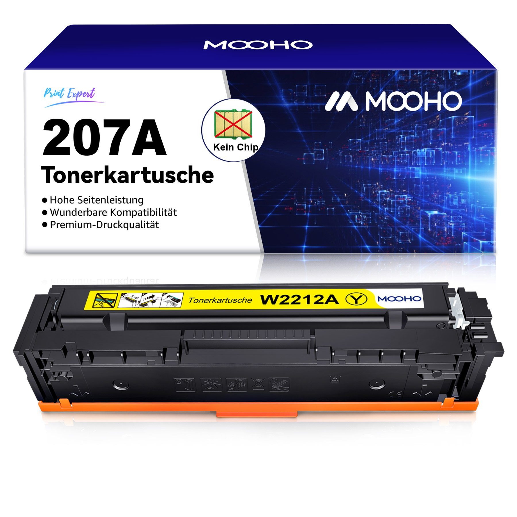 MOOHO Tonerkartusche für HP 207 A 207A Gelb, Laserjet Pro MFP M283fdw M282nw M255dw M255nw