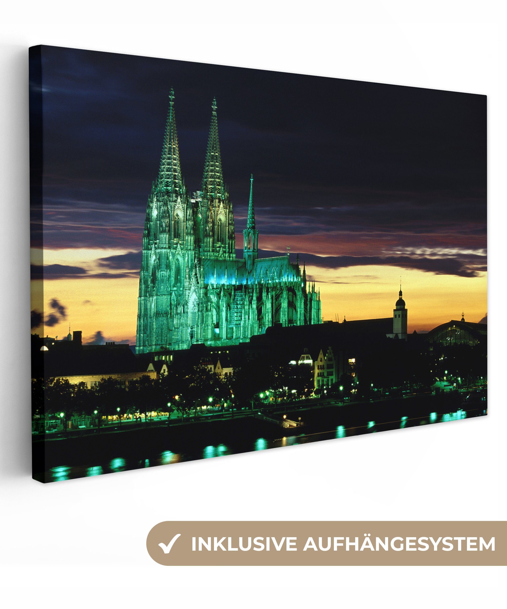 OneMillionCanvasses® Leinwandbild Dom - Köln - Sonne, (1 St), Wandbild Leinwandbilder, Aufhängefertig, Wanddeko, 30x20 cm