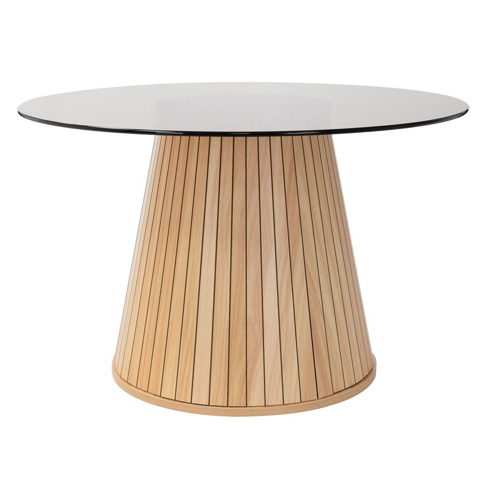 ML-DESIGN Couchtisch Beistelltisch mit Stauraum Kaffeetisch Wohnzimmertisch Rund für Tee, Sofatisch mit Glasplatte 80x80x50 cm Holz-Optik ideal für Wohnzimmer – Bild 2 von 5