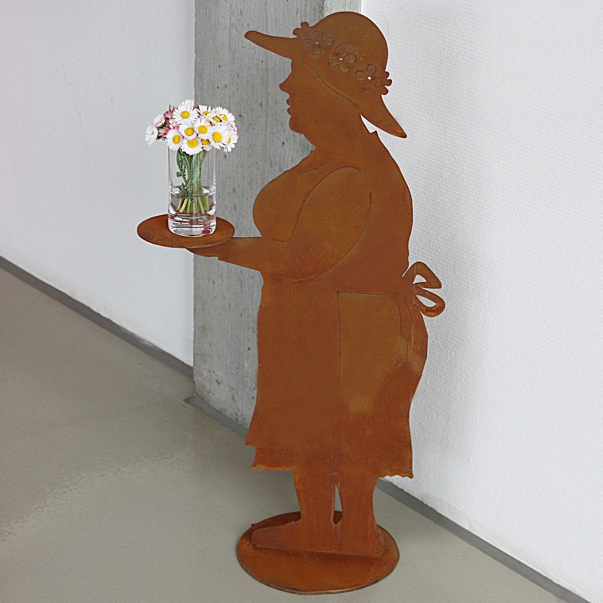Marie Oma (Stück) Gartenfigur Rost-Markt-Frau 440s Abstellplatte, mit 440s