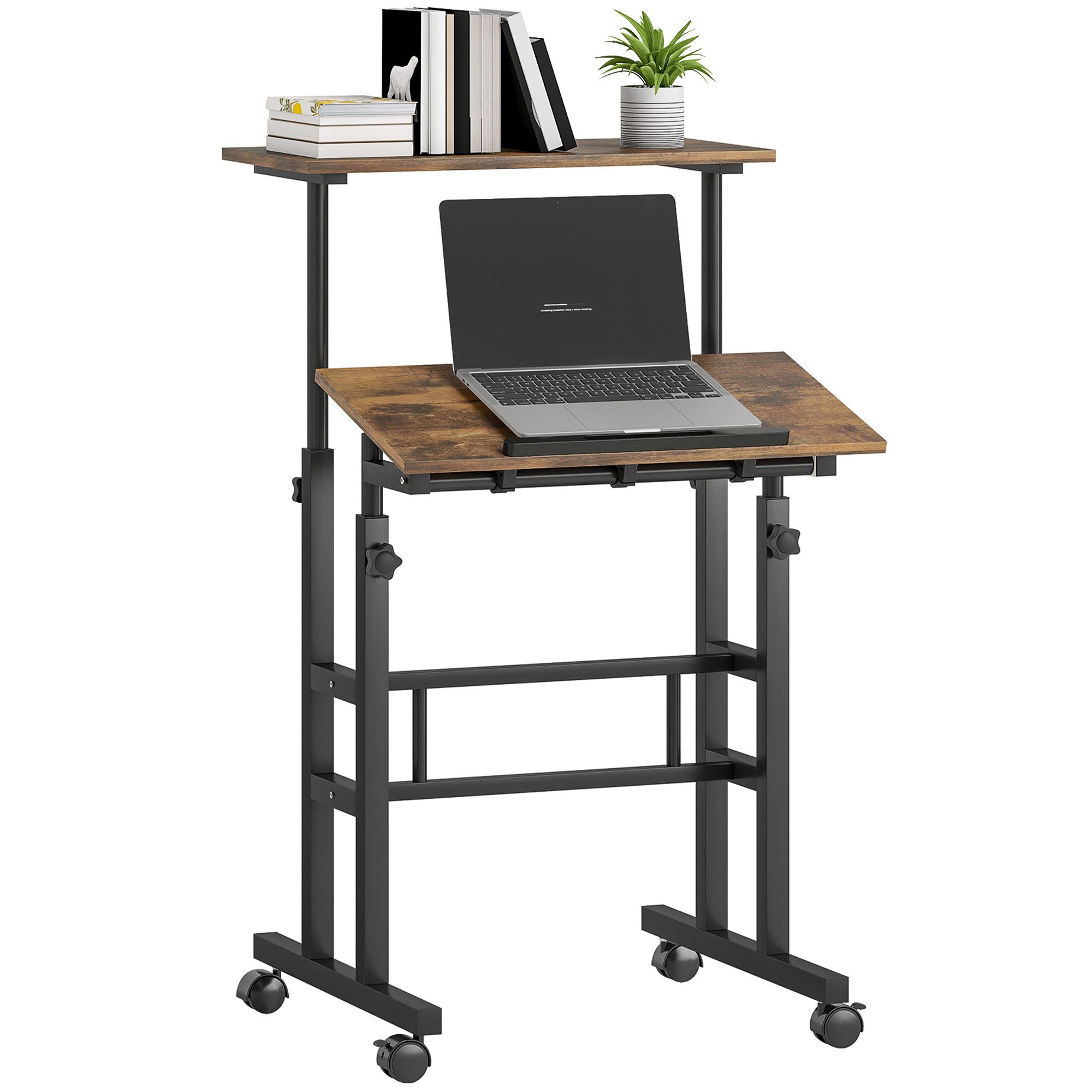 HOMCOM Schreibtisch 2-stufige Arbeitsfläche (Laptoptisch, 1-St., Arbeitstis günstig online kaufen