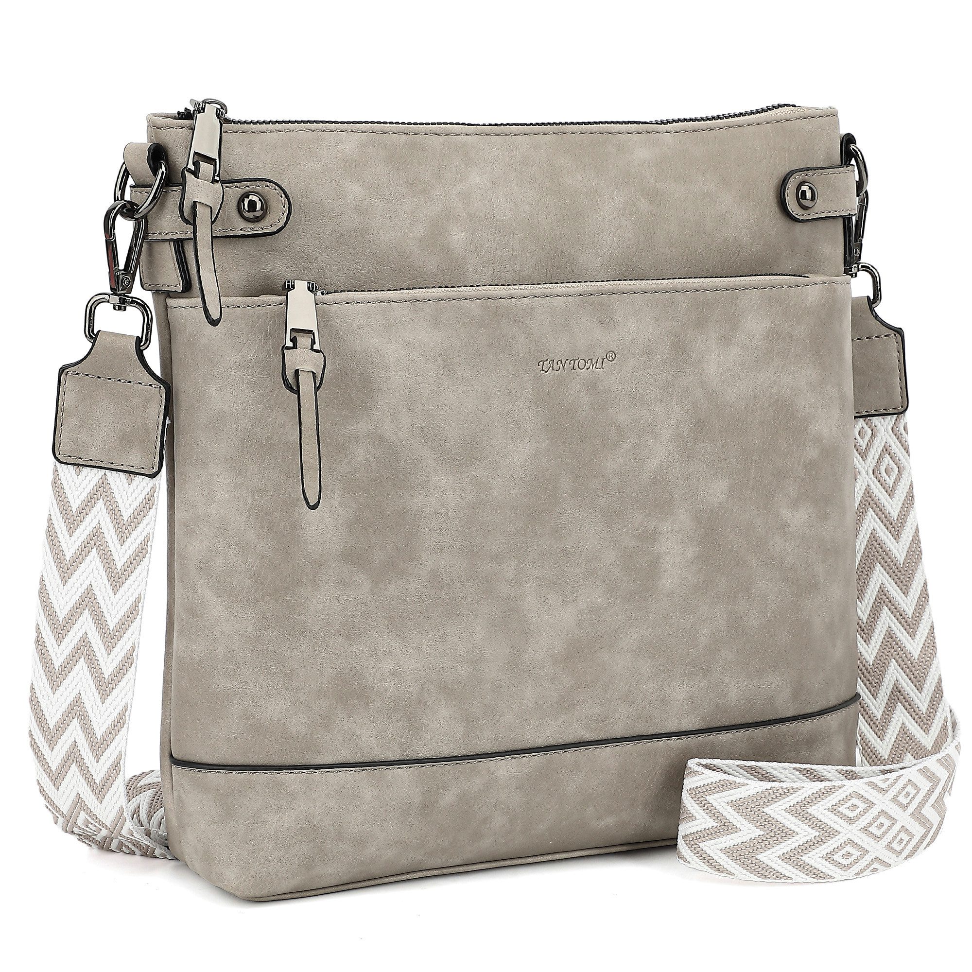 TAN.TOMI Umhängetasche Damen Mittel Crossbody Bag Leicht Schultertasche Tasche Bag, Mit Verstellbar Abnehmbar Breiter Gurt Pendeln Reise Campus