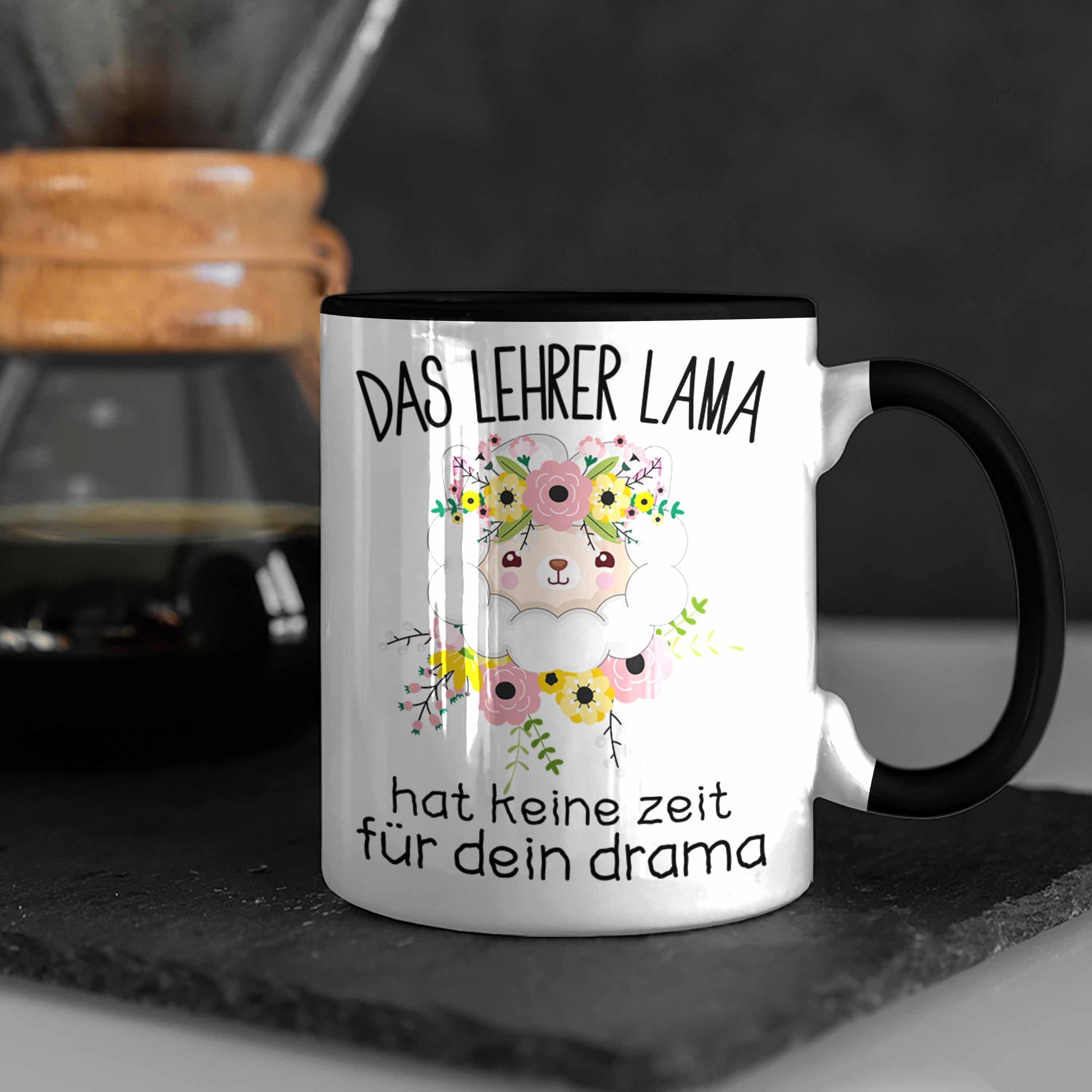 Trendation Tasse Trendation - Lehrer Hat Lama Keine Zeit Geschenkidee Schwarz Für Tasse Drama Spruch Lehrerin Lustige Dein