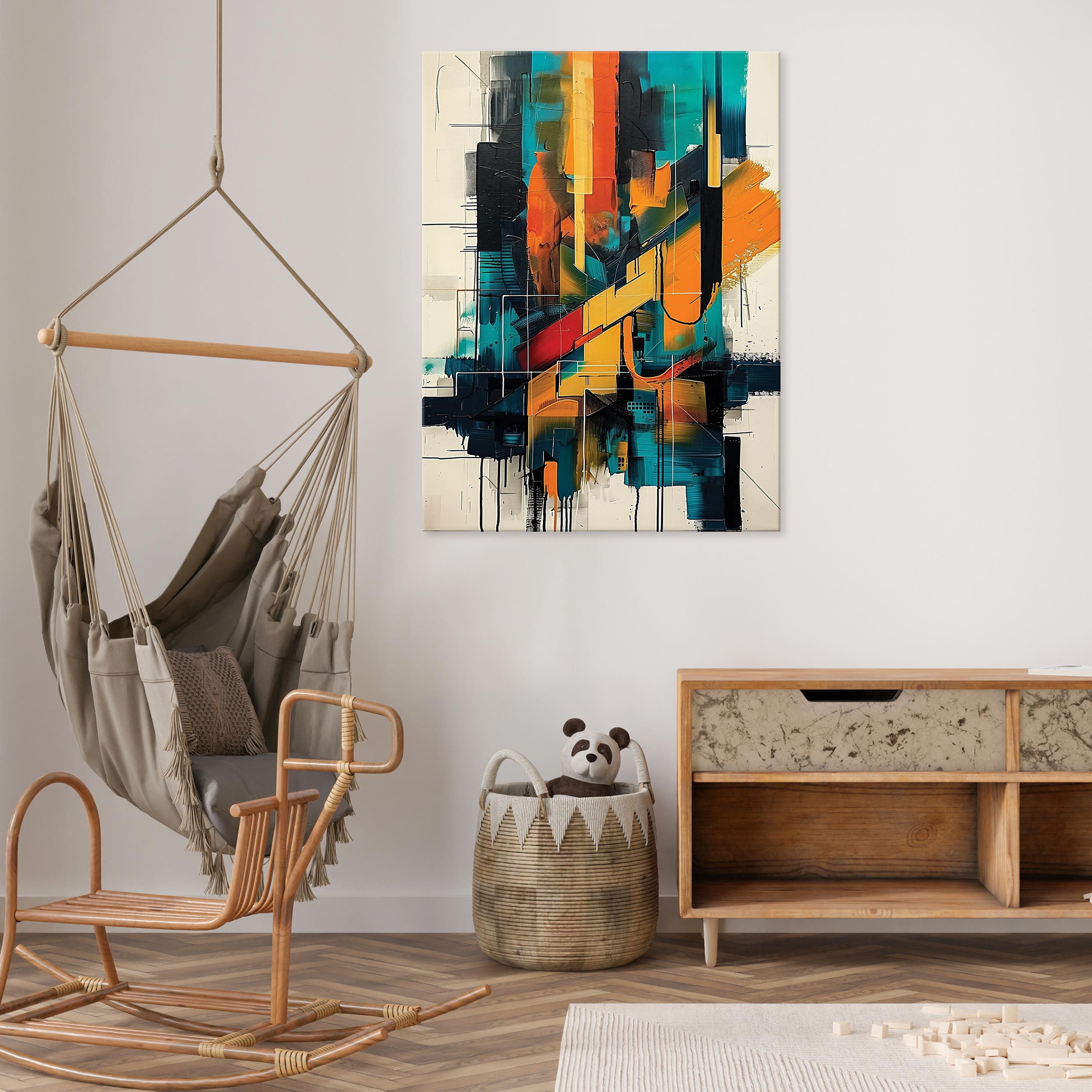 Wallarena Leinwandbild Abstrakt Gemalt Art Bunte Kunst Wandbild XXL Leinwan günstig online kaufen