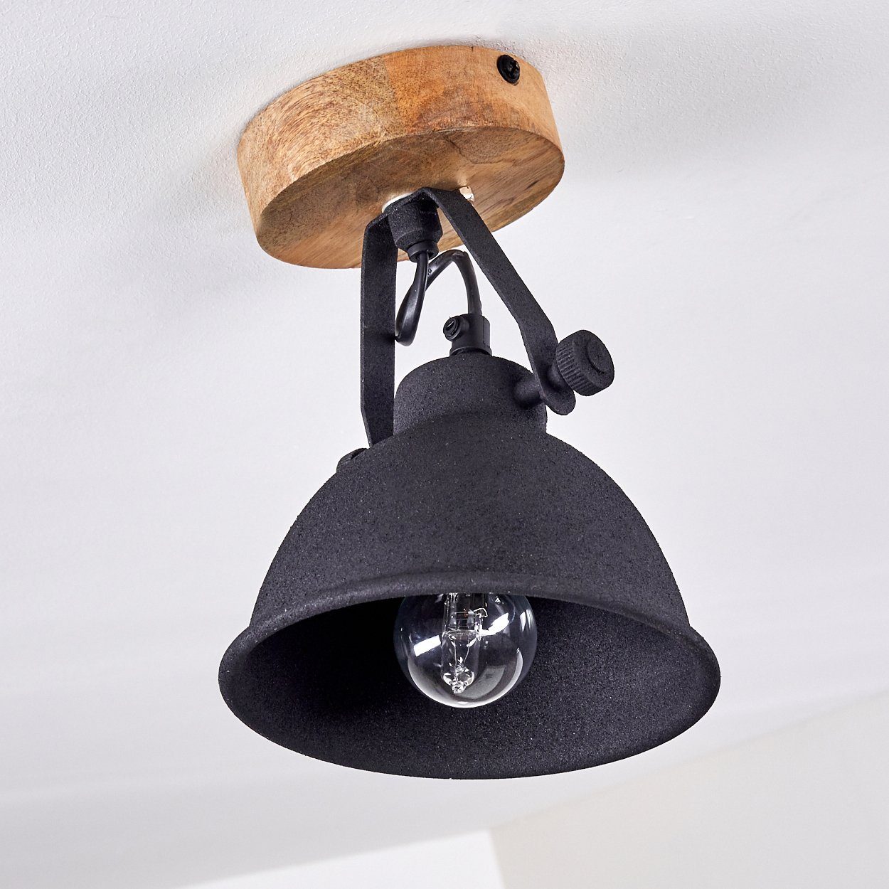 hofstein Deckenleuchte »Zurin« verstellbare Wandlampe, Holz/Metall, schwarz-matt/braun, ohne Leuchtmittel, 1x E14 Fassung, beliebig dreh-/schwenkbar, Industrial 1-flammig. € 49,99