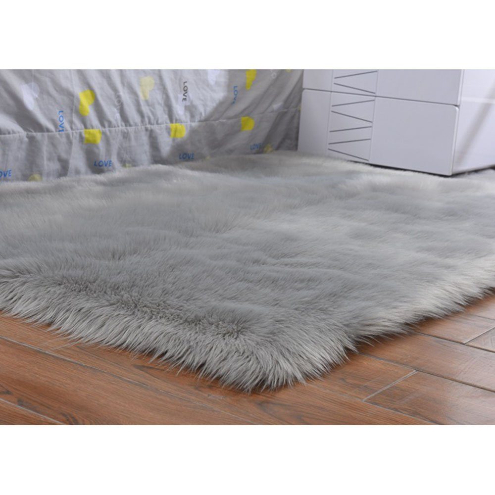 Teppich Teppich Longhair Weich Fell Grau/60x120cm, FELIXLEO Shaggy Wohnzimmer