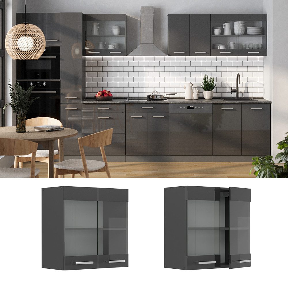 Vicco Glashängeschrank R-Line, Anthrazit Hochglanz/Anthrazit, 60 günstig online kaufen