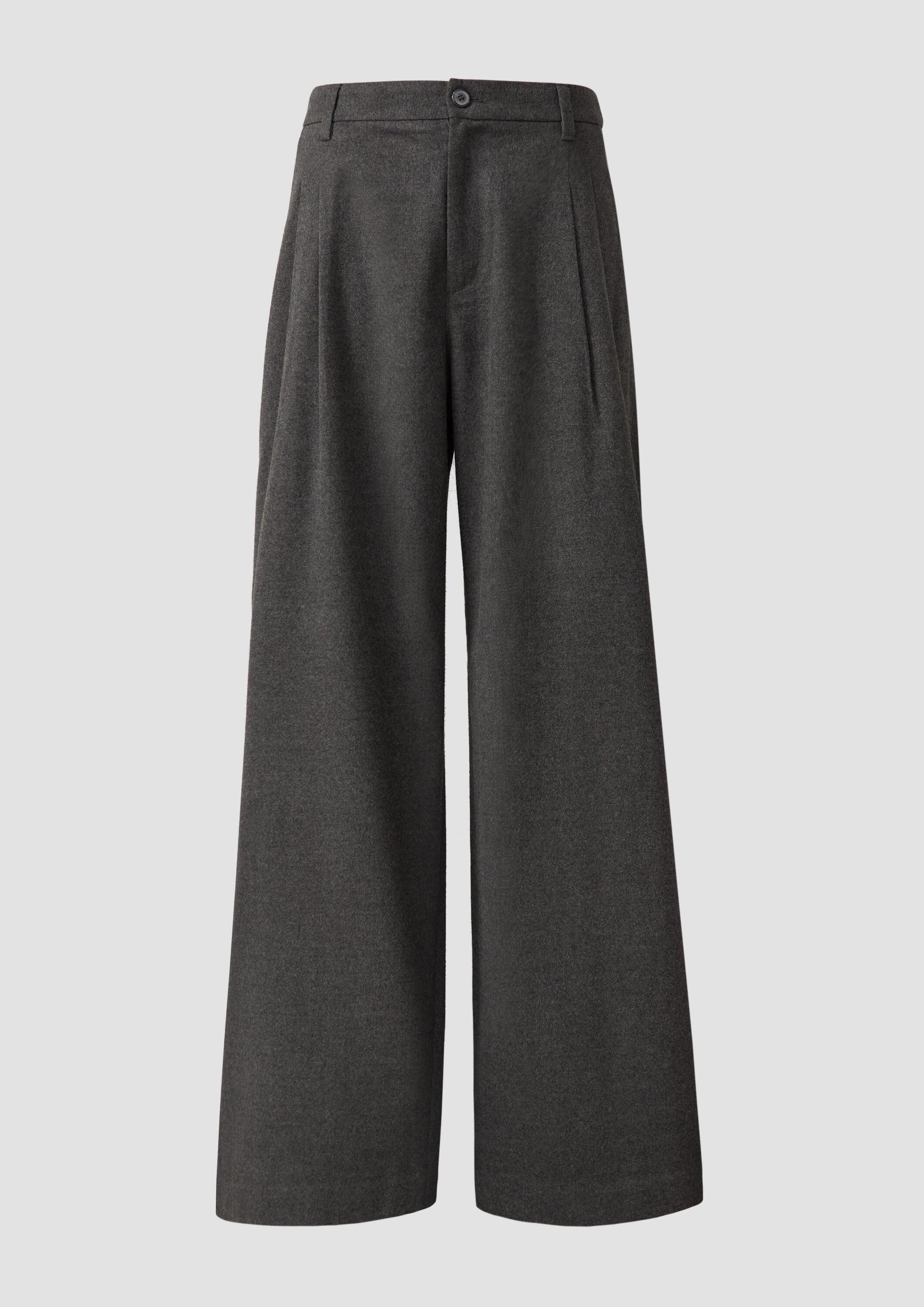 s.Oliver Chinos Hose Flanell-Hose mit Bundfalten und weitem Bein