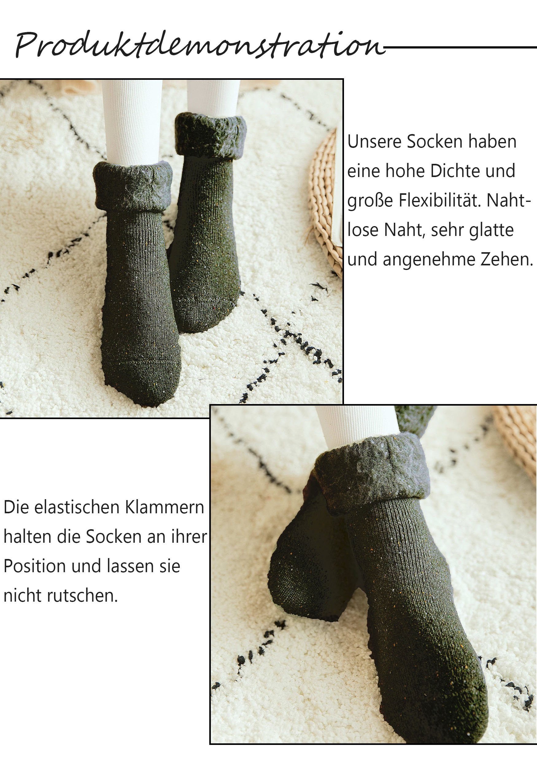 Thermosocken Unisex Thermosocken dicke Lammkashmere Schwarz Kaschmir-Wolle Paare (2-Paar) MAGICSHE Wintersocken 2 Winter Wärmer warme Verdicken