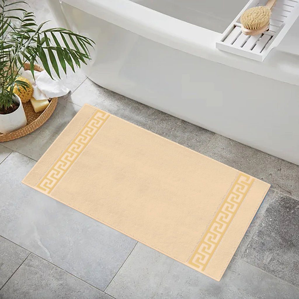 Belle Arti Badematte Badematte Badvorleger Duschmatte Badezimmerteppich Mäander rutschfest, rutschhemmend beschichtet, mit Noppen an der Unterseite, eingestickt, antirutsch, fußbodenheizunggeeignet, schnelltrocknend, weich, antiallergisch, Baumwolle, Badteppich Badgarnitur in schwarz weiss beige gold saugstark