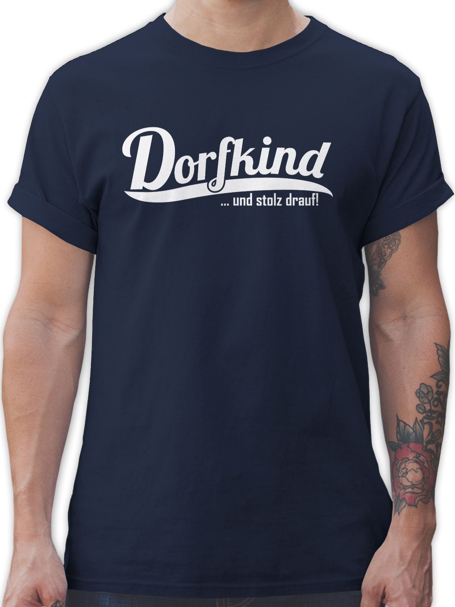 drauf 02 T-Shirt Blau Sprüche stolz Dorfkind und Navy Spruch Statement Shirtracer mit