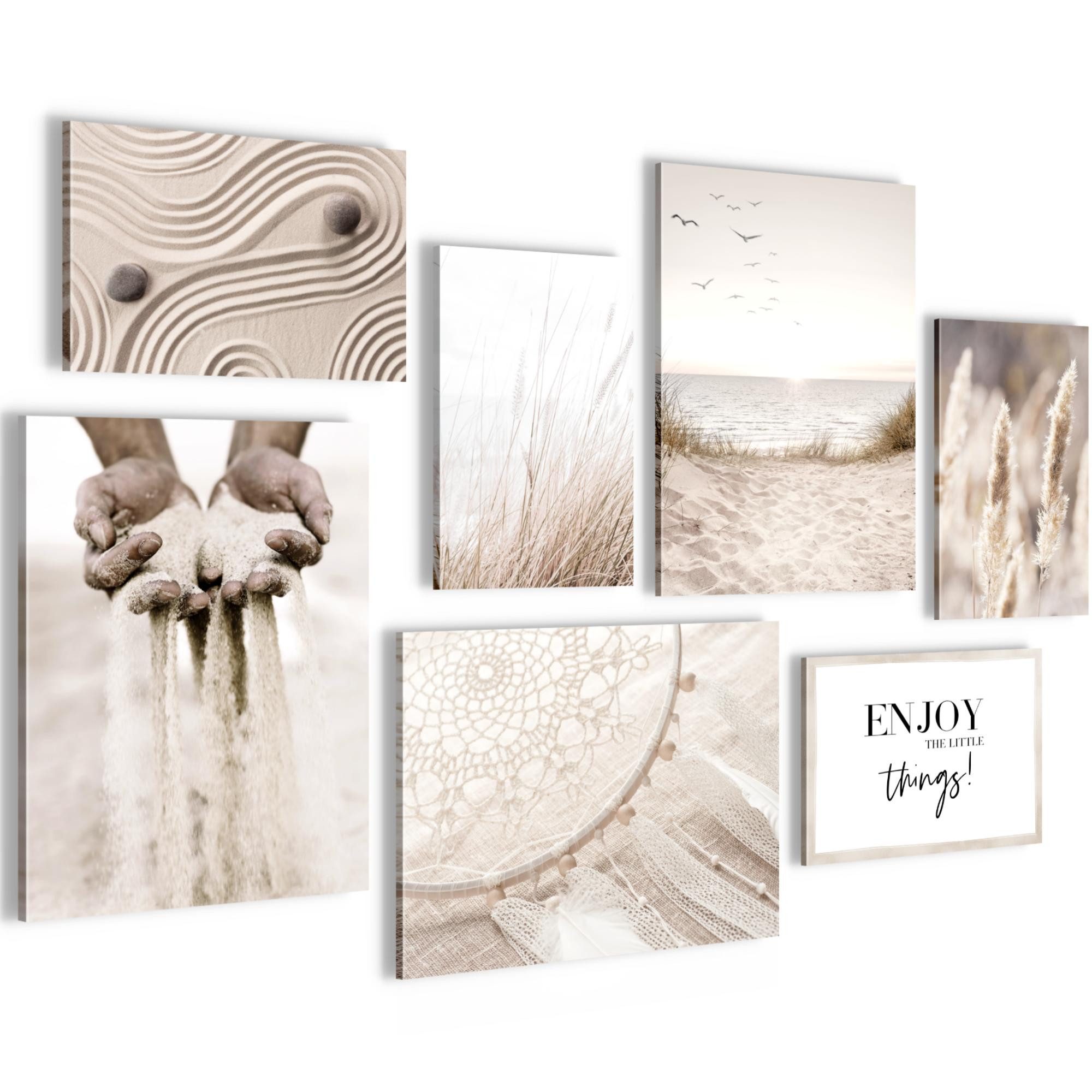 Novart Wandbild Boho Pampasgras Beige Sand - KEIN EXTRA RAHMEN BENÖTIGT