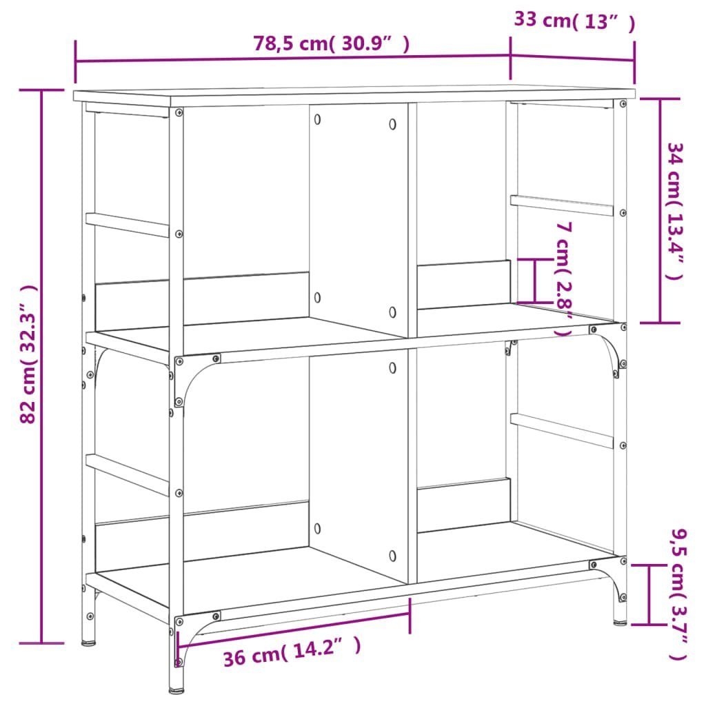 1-tlg. cm Sonoma Sonoma-Eiche 78,5x33x82 vidaXL Eiche Holzwerkstoff, Bücherregal Bücherregal