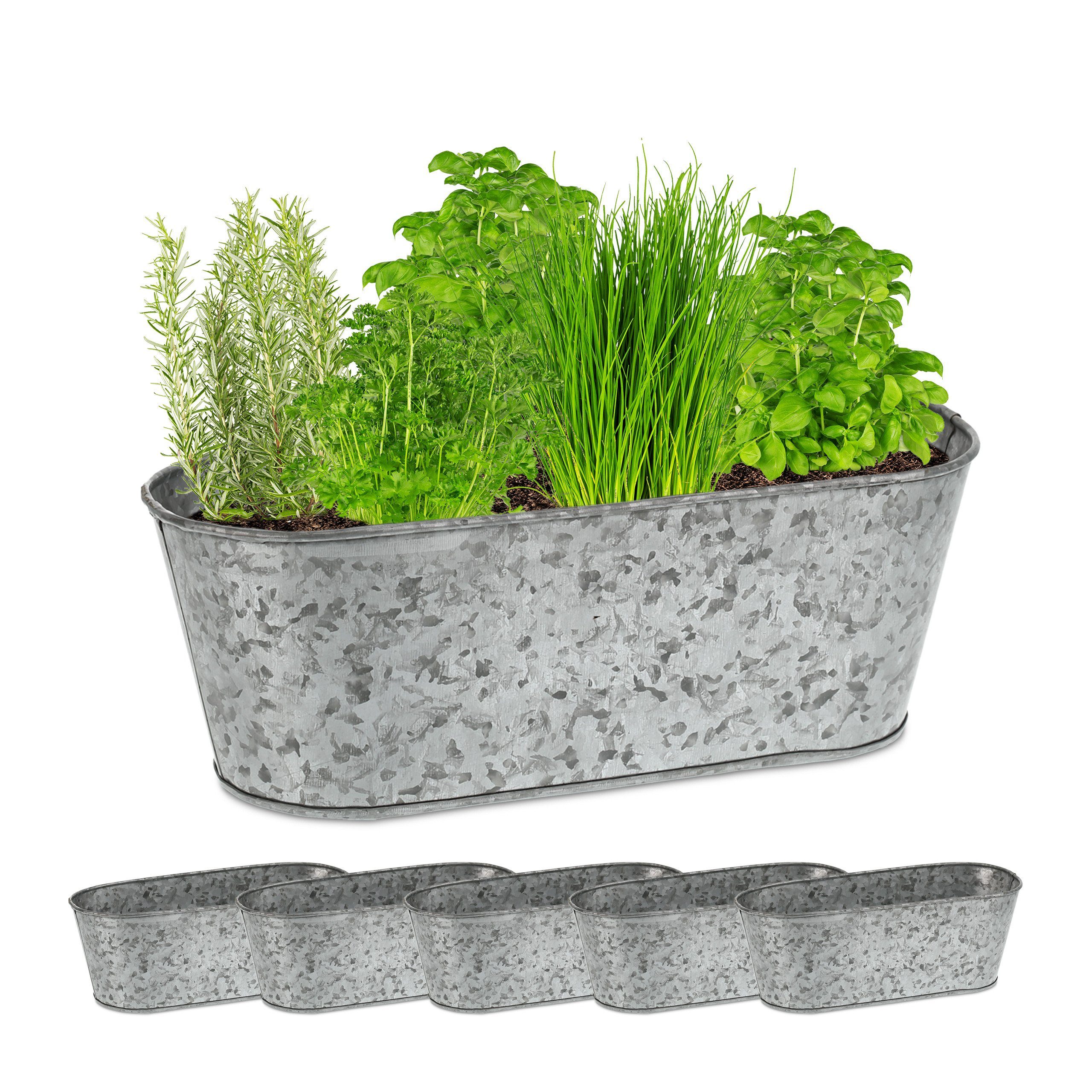 relaxdays Pflanzkübel Zinkwanne oval 6er Set günstig online kaufen