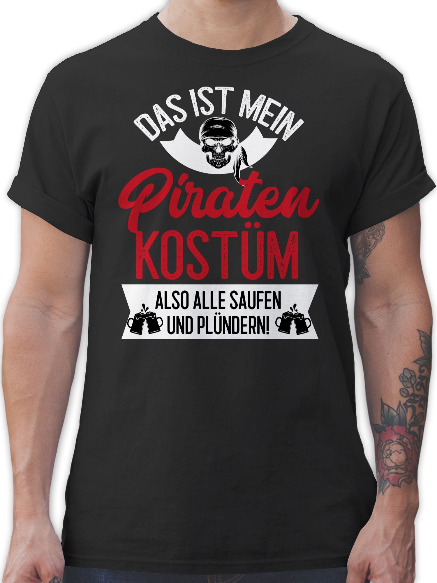 T-Shirt Das ist mein Piraten Kostüm - weiß/rot