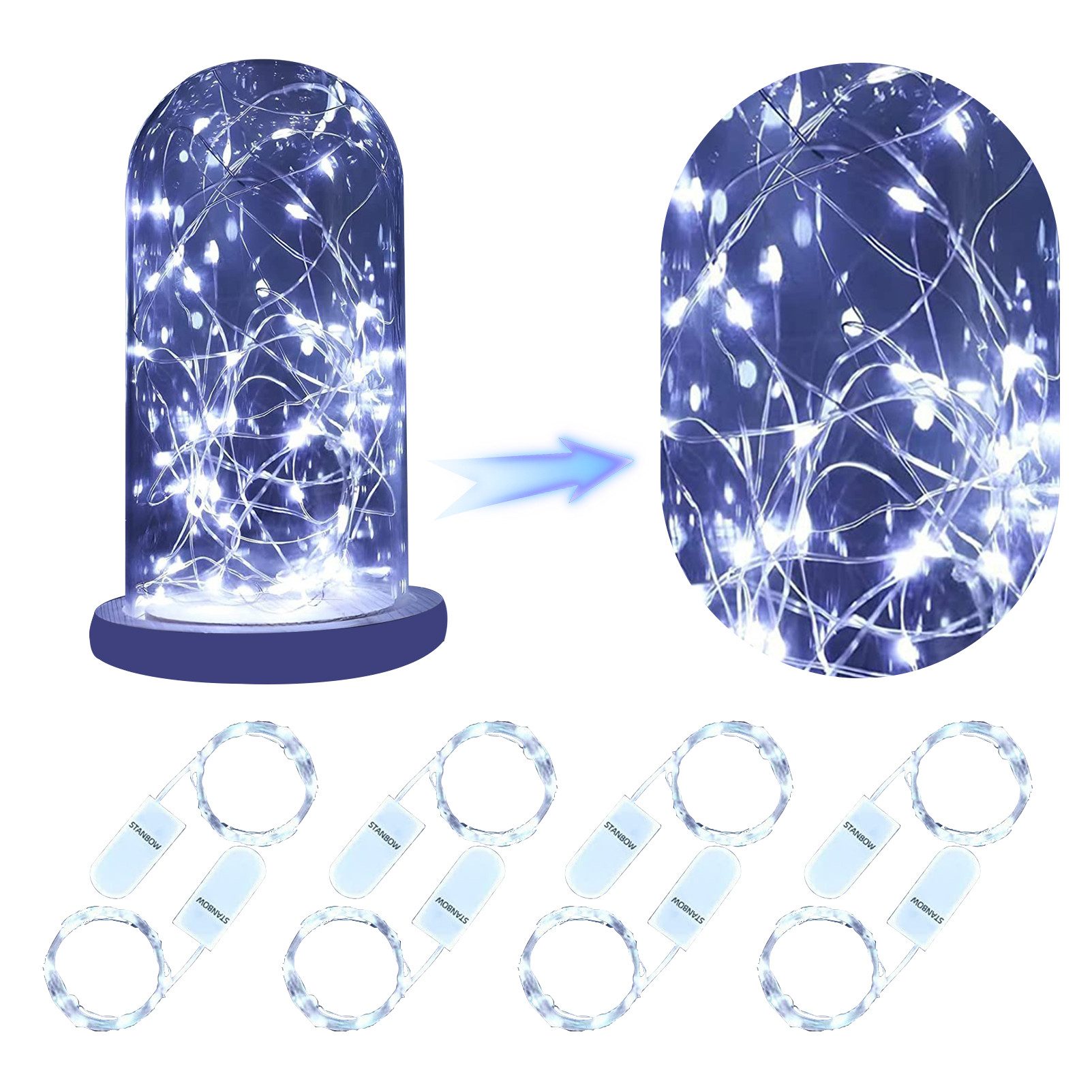 LED-Lichterkette 8 Set 2M 20Led Kupferdraht mit Batterie Lichtkette