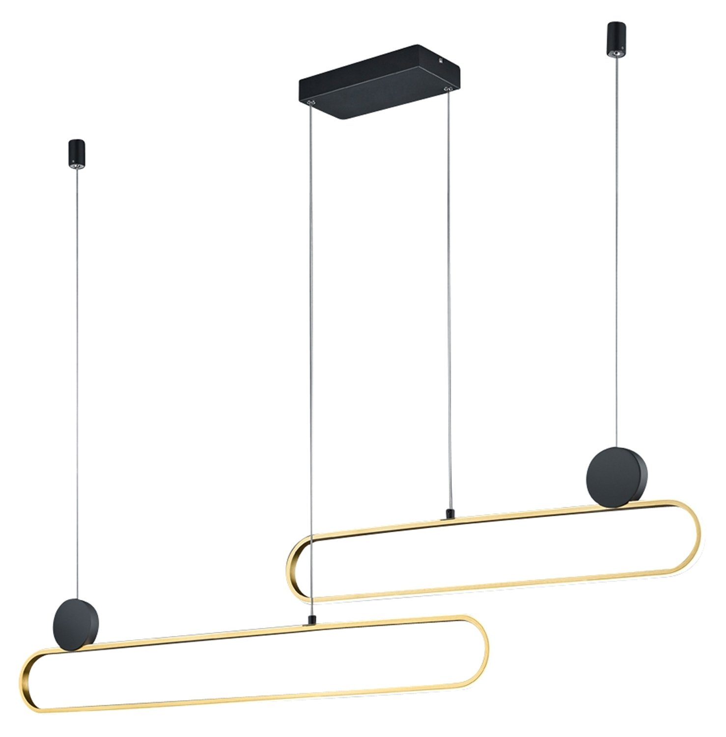 TRIO Leuchten LED Pendelleuchte GRANT, 1-flammig, Messingfarben, Schwarz, Metall, Anpassung der Farbtemperatur, Dimmfunktion, Höhenverstellbar, LED fest integriert, Neutralweiß, Warmweiß, Hängeleuchte, Hängelampe